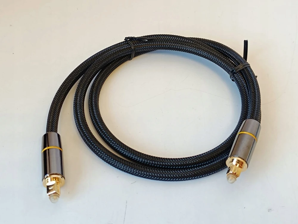„PremiumCord“ optinis garso kabelis „Toslink“, išorinis skersmuo: 7 mm, aukso ir metalo dizainas + nailonas, 1 m