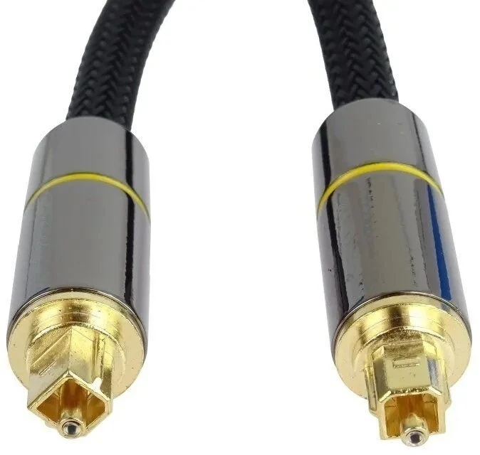 „PremiumCord“ optinis garso kabelis „Toslink“, išorinis skersmuo: 7 mm, aukso ir metalo dizainas + nailonas, 1 m