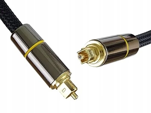 „PremiumCord“ optinis garso kabelis „Toslink“, išorinis skersmuo: 7 mm, aukso ir metalo dizainas + nailonas, 1 m