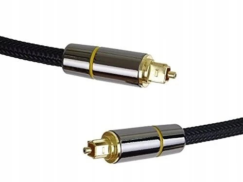 „PremiumCord“ optinis garso kabelis „Toslink“, išorinis skersmuo: 7 mm, aukso ir metalo dizainas + nailonas, 1 m