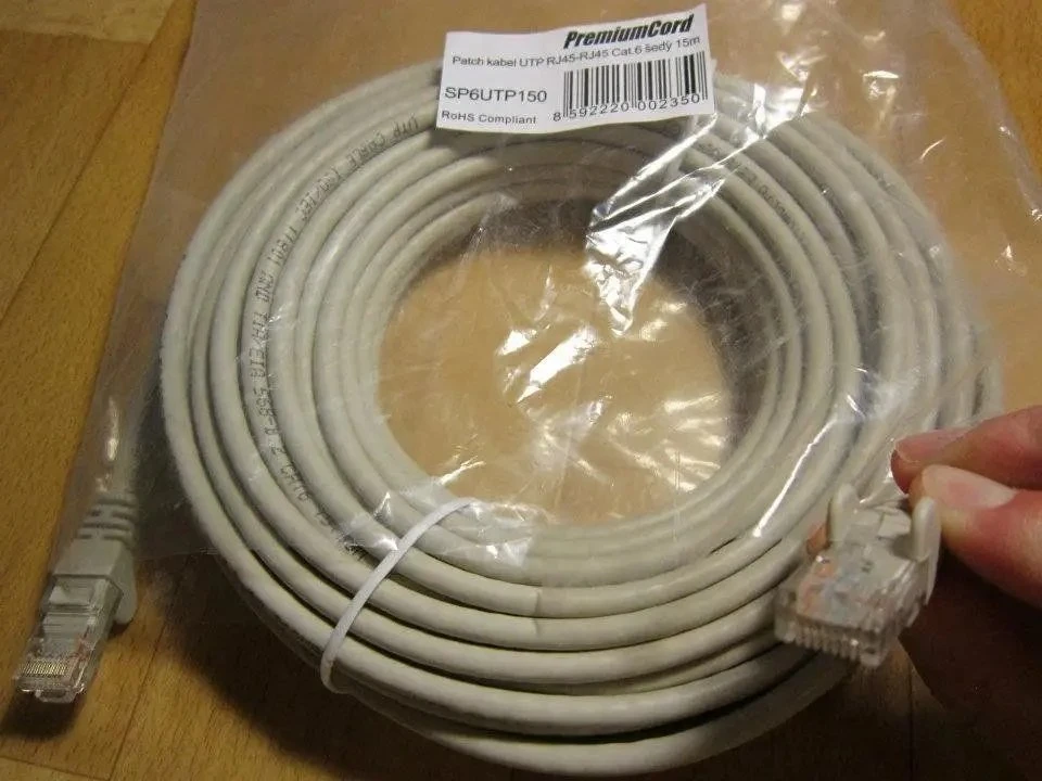 PremiumCord Patch kabelis UTP RJ45-RJ45 CAT6 15m pilkas
