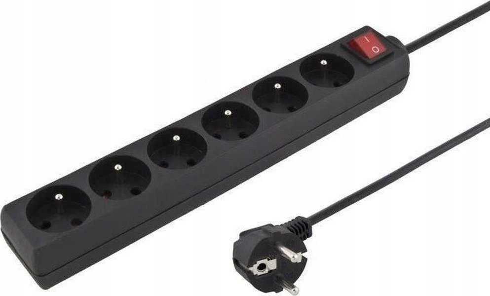 PremiumCord PREMIUMCORD Prailginamasis laidas 230V 5m 6 lizdai + jungiklis, juodas