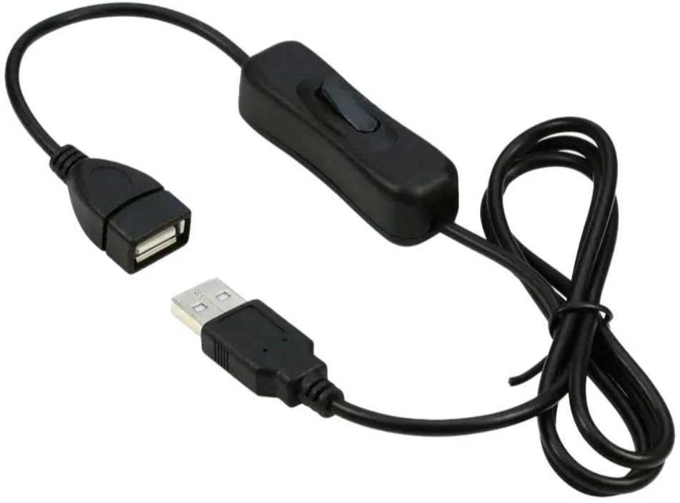 PREMIUMCORD USB 2.0 prailginimo laidas su įjungimo/išjungimo jungikliu, 1 m, juodas