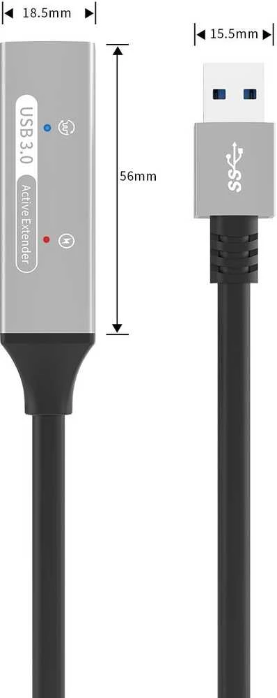 „PremiumCord PREMIUMCORD“ USB 3.2 kartotuvo ir prailginimo kabelis, kištukas-lizdas, 5 Gbps, aliuminis, 5 m