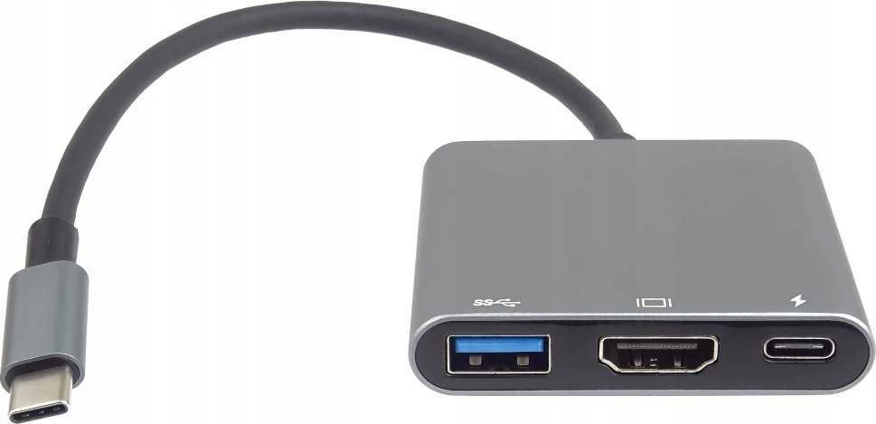 PremiumCord USB-C daugiafunkcis adapteris su trimis jungtimis