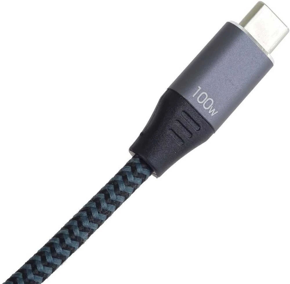 PREMIUMCORD USB-C įkrovimo laidas, 2xUSB-C į USB-C, 100W, 1m, juodas