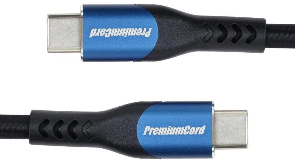 „PremiumCord“ USB-C laidas (USB 3.2 GEN 2x2, 5A, 100W, 20Gbit/s) 0,5 m, medvilninis pintas
