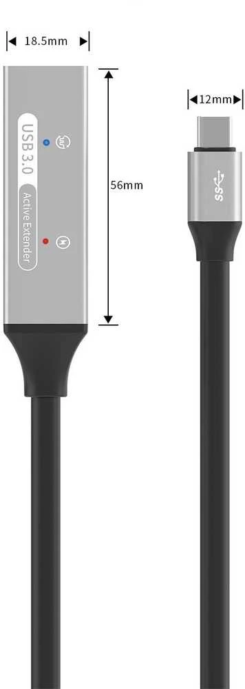 „PremiumCord PREMIUMCORD“ USB-C kartotuvo ir prailginimo kabelis, kištukas-lizdas, 5 Gbps, aliuminis, 5 m