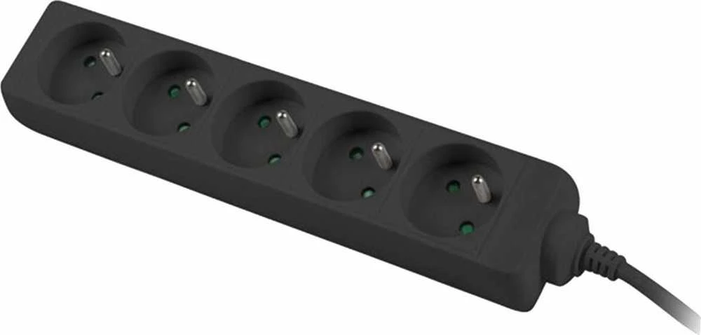 PREMIUMCORD prailginimo laidas 230V 3m 5 lizdai, juodas