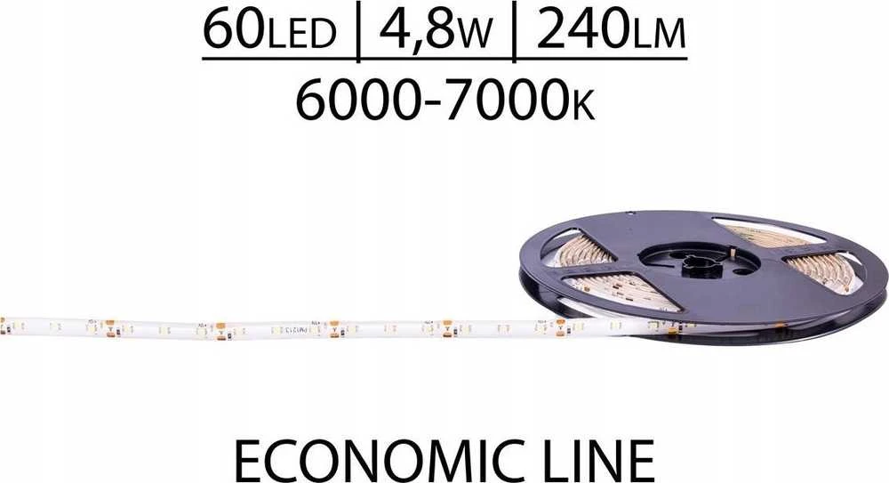 Prescot LED juostelė, IP63, 12V, SMD2835, 4.8W/M, 60 LED, šaltos šviesos, 5M/vnt., EH007-050-8-W