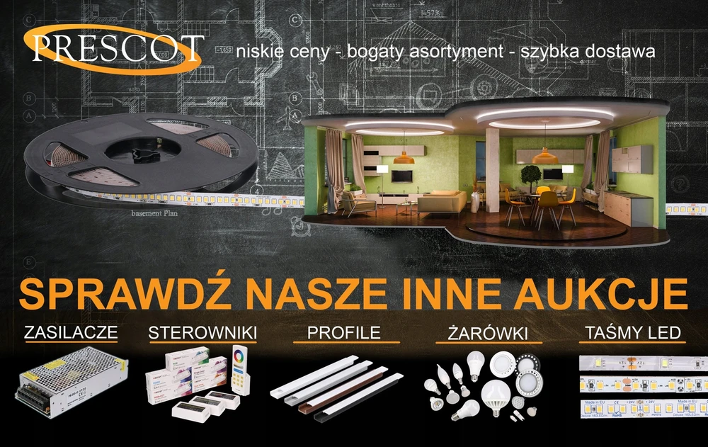 Prescot Prescot Milight E009-025-8-CCT LED juostelė 1x22W/LED balta.