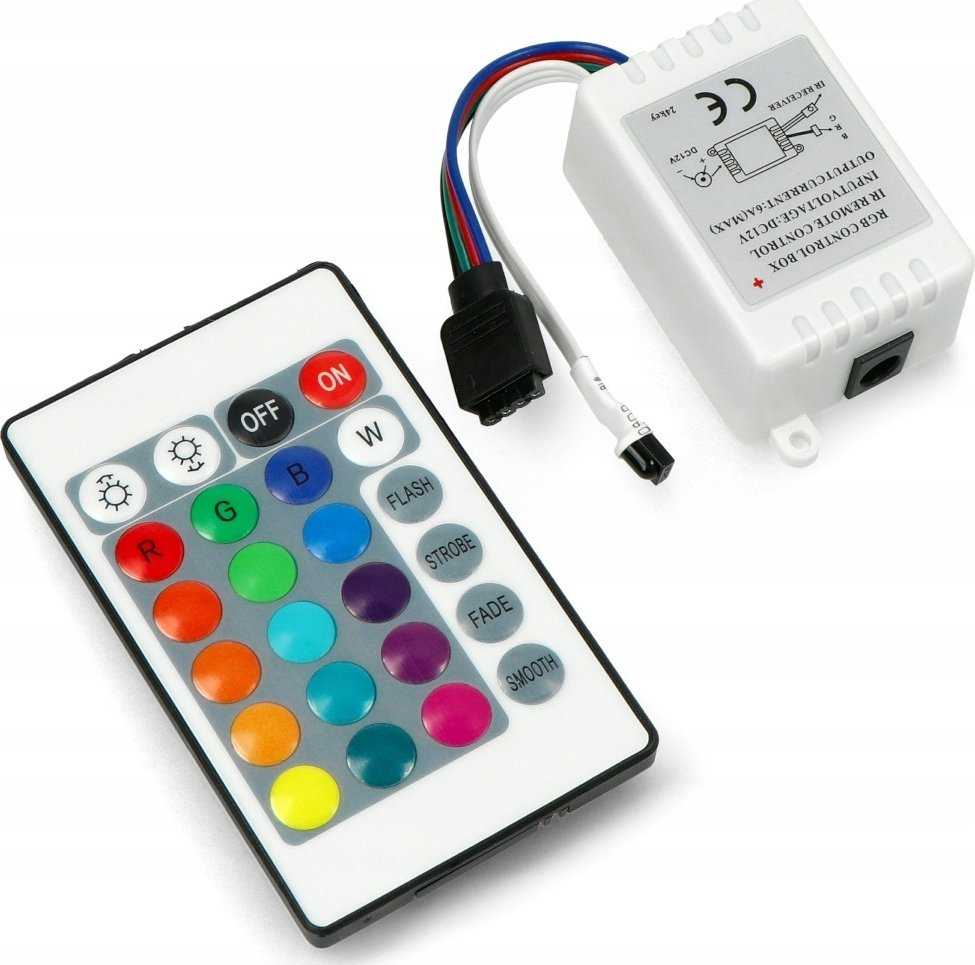 Prescot RGB LED juostų valdiklis su infraraudonųjų spindulių pulteliu 72W PR-RGB-72-24K-IR