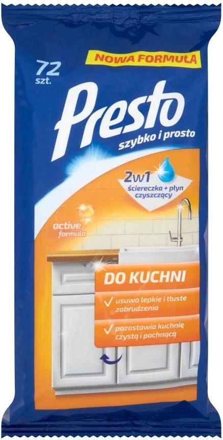Drėgnos servėtėles virtuvei Presto Clean and Go 72 vnt.