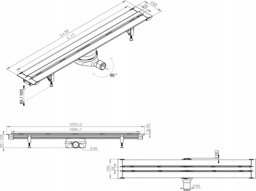 Prevex Easy Line Classic sifonas Drain El-Clbr08A-001