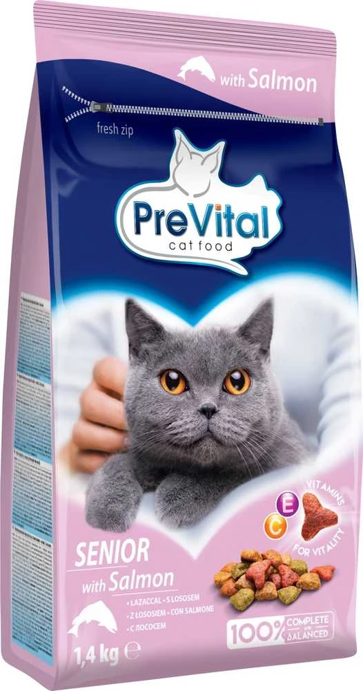 Kačių Maistas - PREVITAL Senior Lašišos Sausas 1.4kg