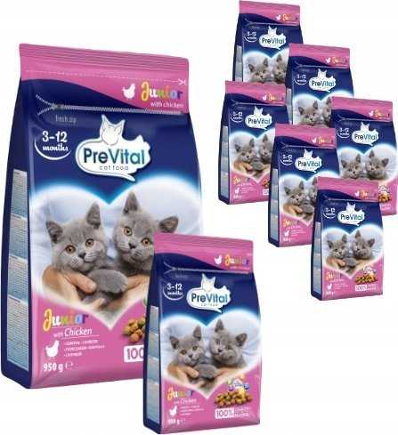 Kačių maistas - PREVITAL Junior Vištienos Sausas 950g