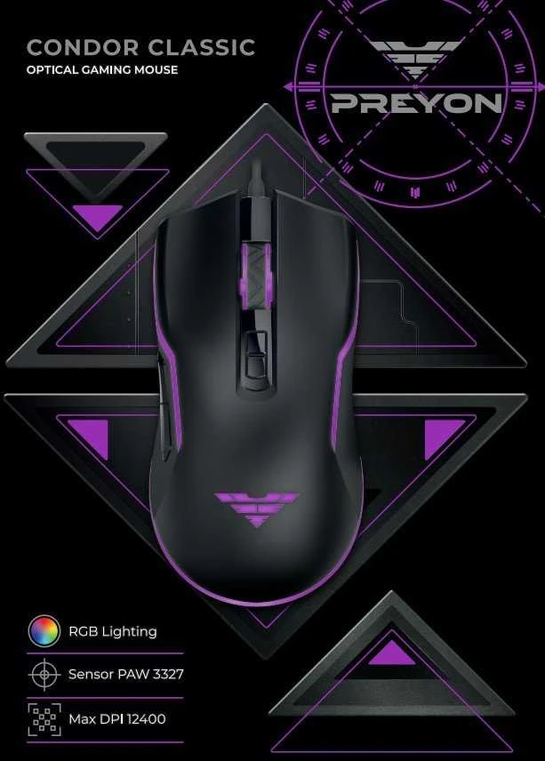 PREYON Condor Classic žaidimų pelė | 12400 DPI