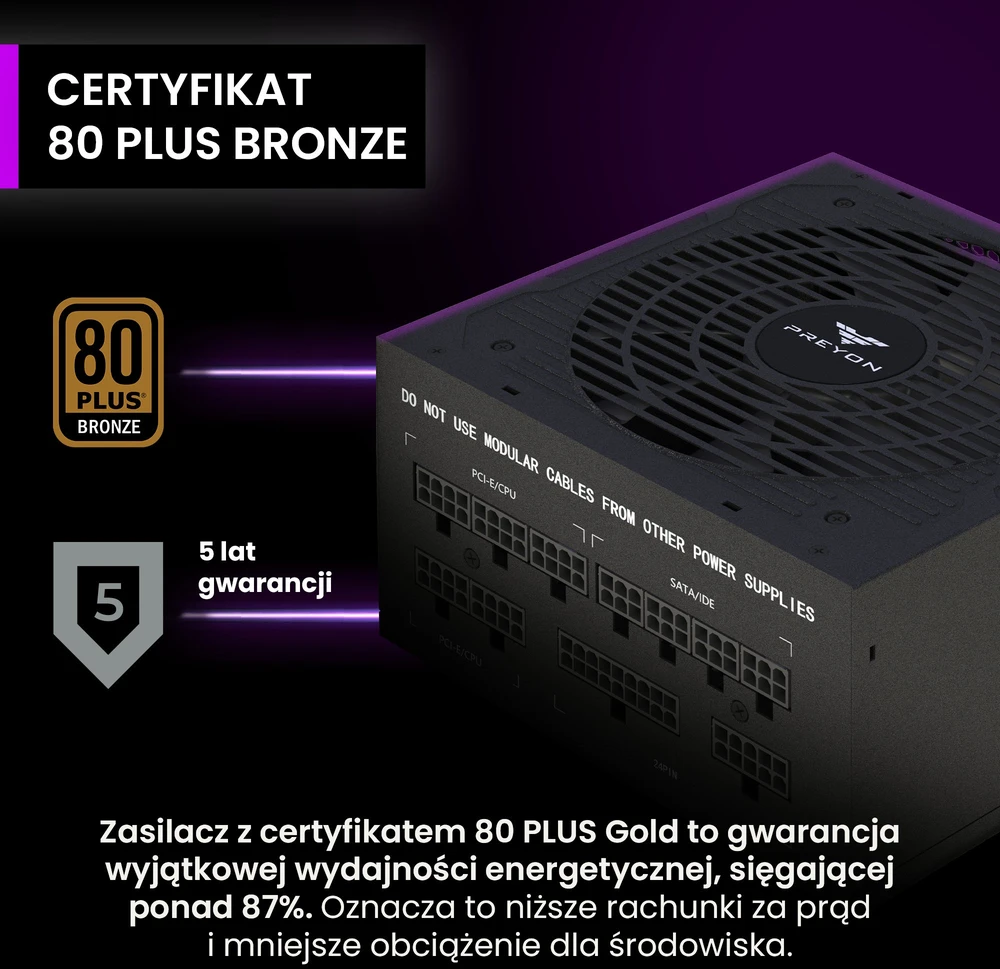 PREYON Eagle Power Bronze 650W (PEPB650W) maitinimo šaltinis