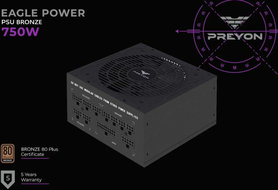 PREYON Eagle Power Bronze 750W maitinimo šaltinis (PEPB750W)