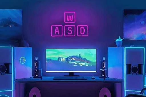 PREYON Neon gamingowy LED ścienny WASD Violetinė Eye Bait (PBEB28WD)