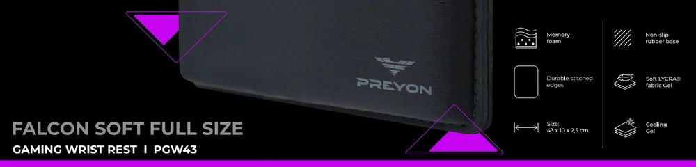 Klaviatūra PREYON Kilimėlis pod nadgarstki Falcon Soft Full Size (PGW43)