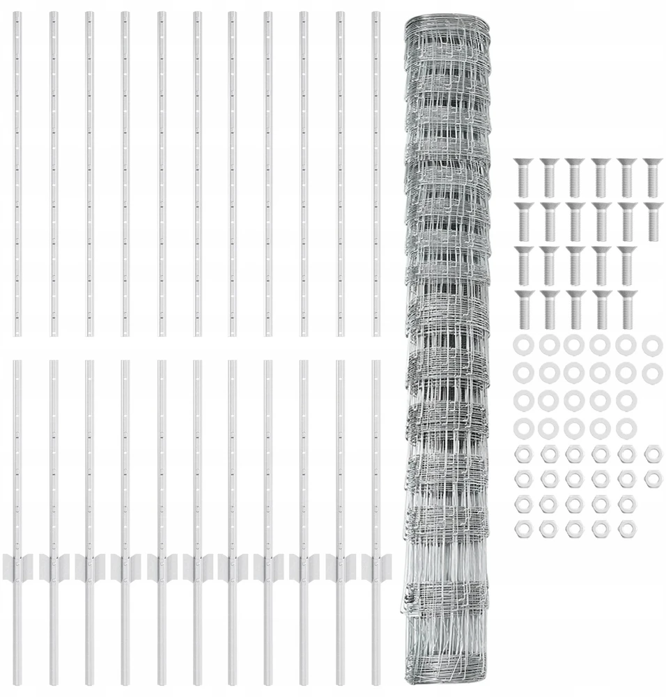 Lauko laukinė tvora su stulpais 25 x 1,2 m Sidabrinė Tinklelis