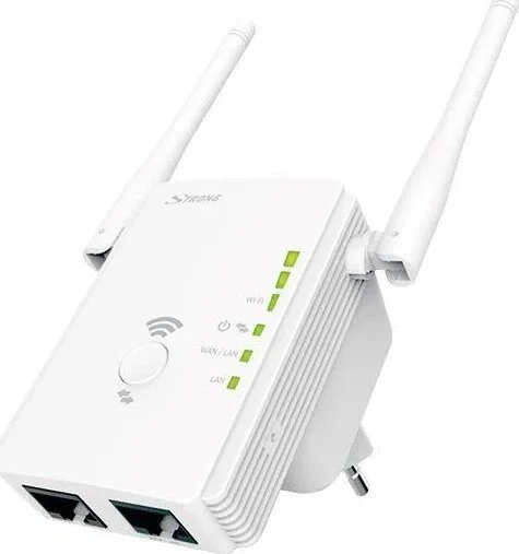 Maršrutizatorius Strong REPEATER300V2, Tinklo kartotuvas, 300 Mbit/s, „Wi-Fi“, Ethernet LAN jungtis, Balta