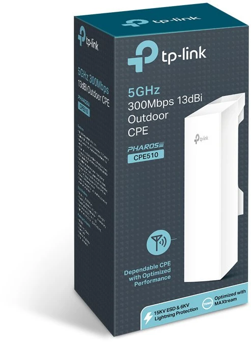 Maršrutizatorius TP-LINK | 5GHz 300Mbps 13dBi lauko CPE | CPE510 | 802.11n | 300 Mbit/s | 10/100 Mbit/s | Mesh palaikymas: Ne | MU-MiMO: Taip | Nėra mobiliojo interneto | Antenos tipas 1x vidinė