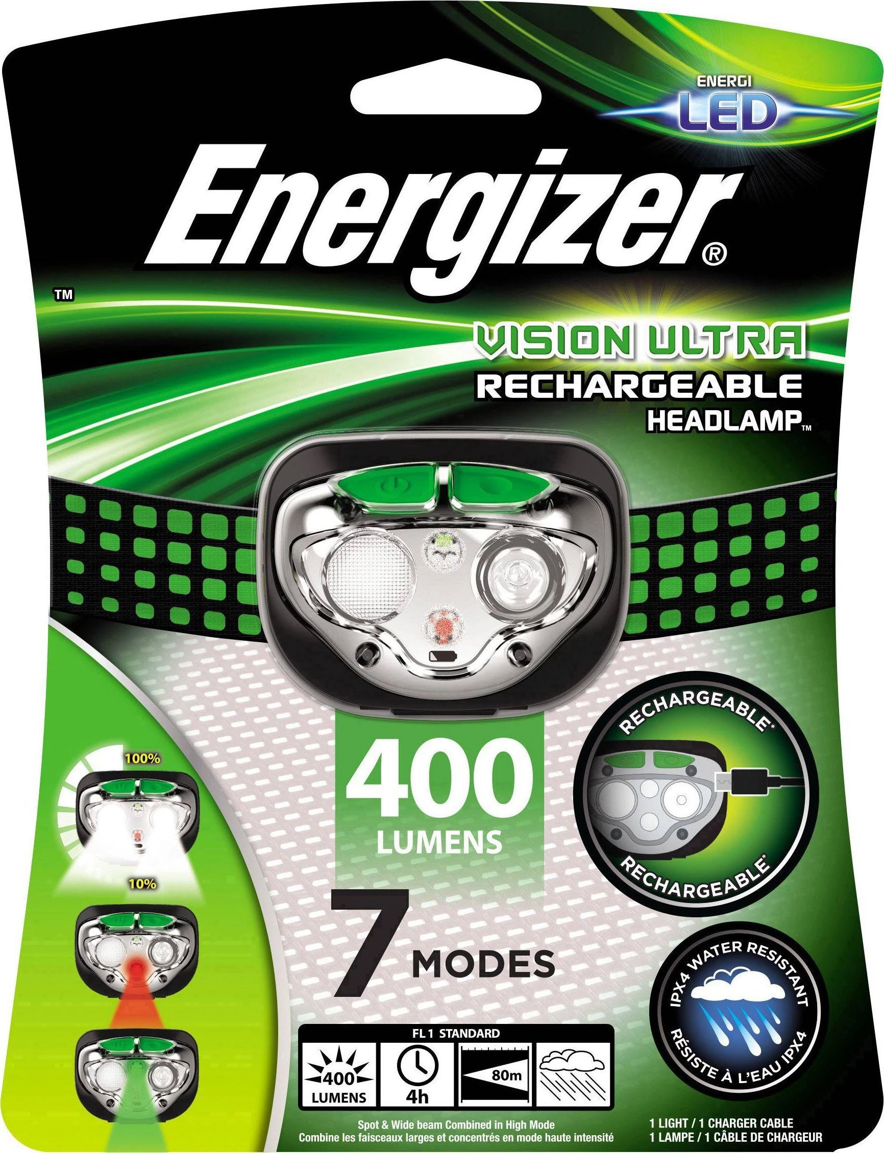 Energizer 400lm įkraunamas galvos žibintuvėlis Vision Ultra HDFRLP