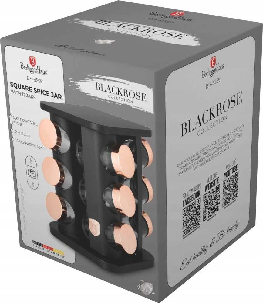 Berlinger Haus PRIESKONIŲ ROTACINIS STOVAS 12 TALPYKLIŲ BERLINGER HAUS BH-8559 Juodas ROSE