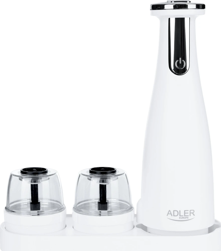 Adler | Elektrinis druskos ir pipirų malūnėlis | AD 4449w | Korpuso medžiaga ABS plastikas | 7 W | Ličio | Matinis baltas