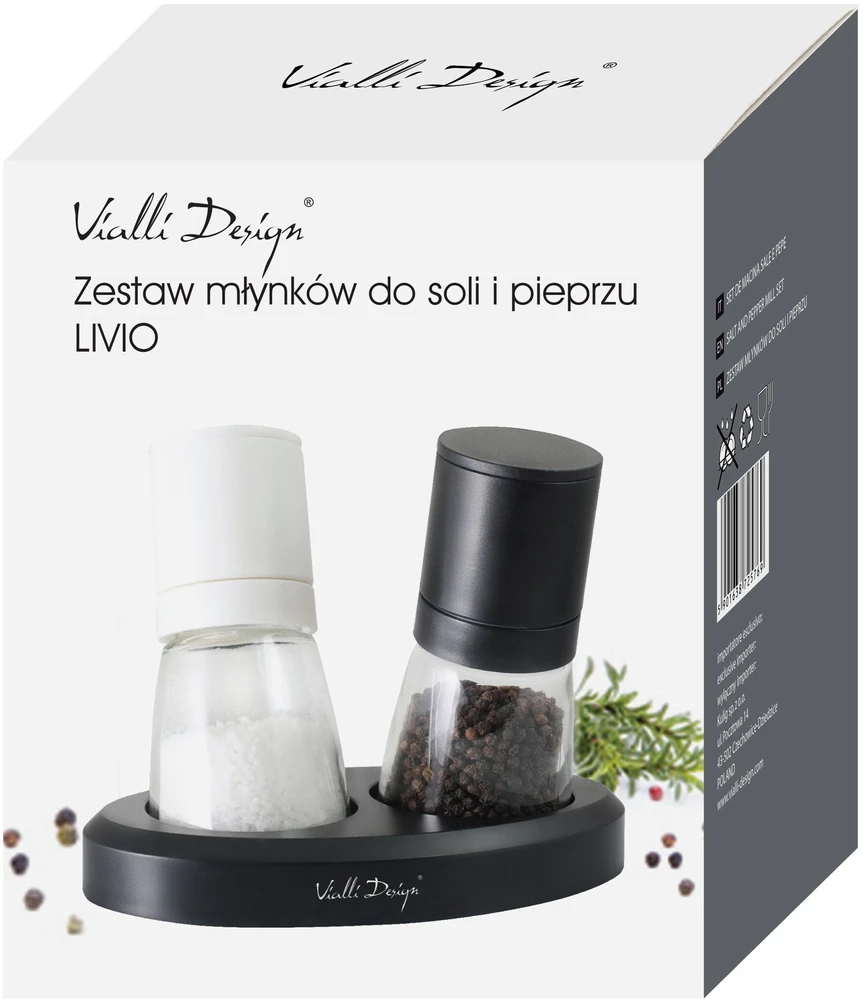 Prieskonių malūnėlis Vialli Design Rinkinys MŁYNKÓW DO SOLI I PIEPRZU LIVIO 25769 VIALLI DESIGN