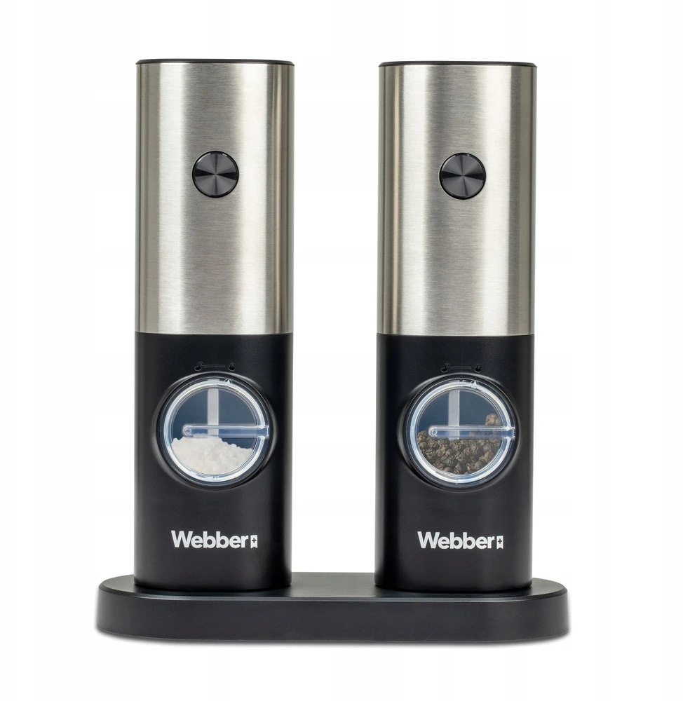 Prieskonių malūnėlis Webber ELEKTRINIS DRUSKOS IR PIPIRŲ MALŪNĖLIS su BATERIJOMIS DRUSKOS MALŪNĖLIS 2 VNT WEBBER