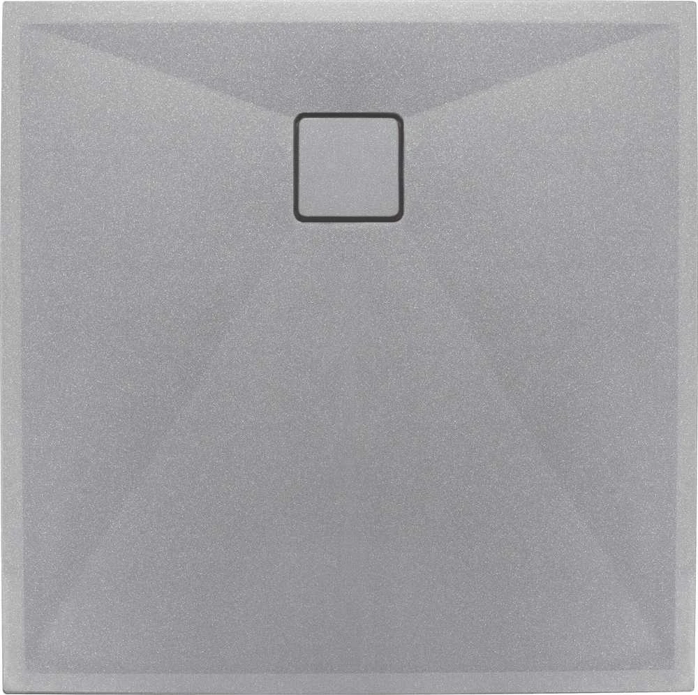 Kvadratinis granitinis dušo padėklas Deante Correo, Metallic pilkas, 90x90 cm