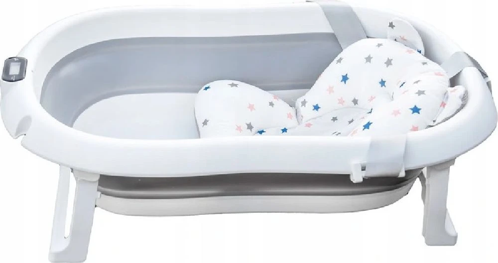 PRIMABOBO silikoninė sulankstoma vonelė su termometru, pilka, 79 cm, HB_ws_G