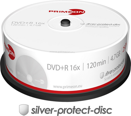 PrimeOn DVD+R 4.7 GB 16x 25 vnt (2761223)