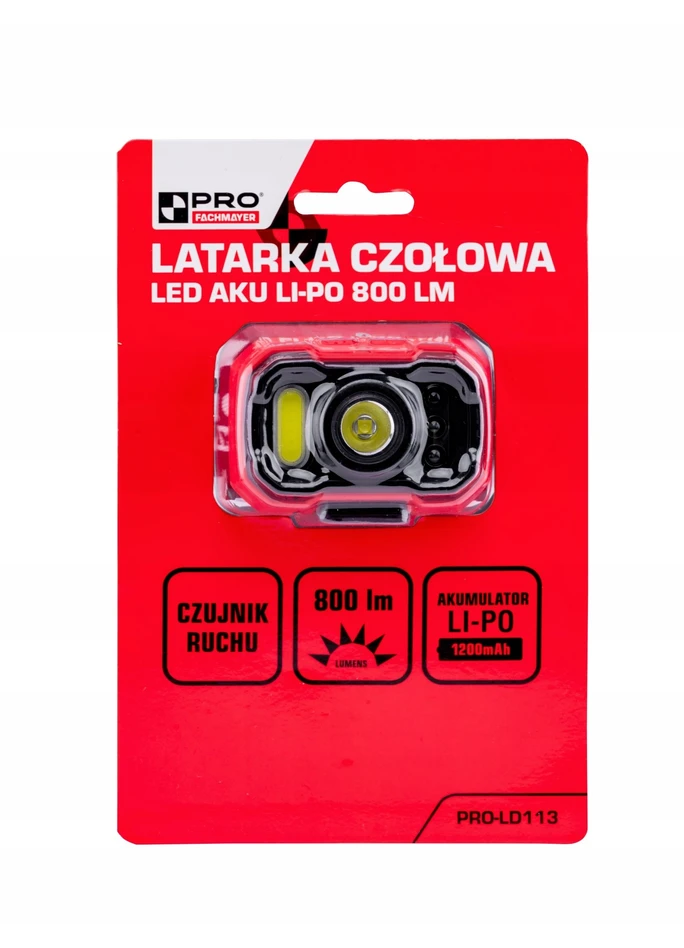 Žibintuvėlis PRO LATARKA CZOŁOWA LED Z AKU. I CZUJNIKIEM RUCHU 800LM