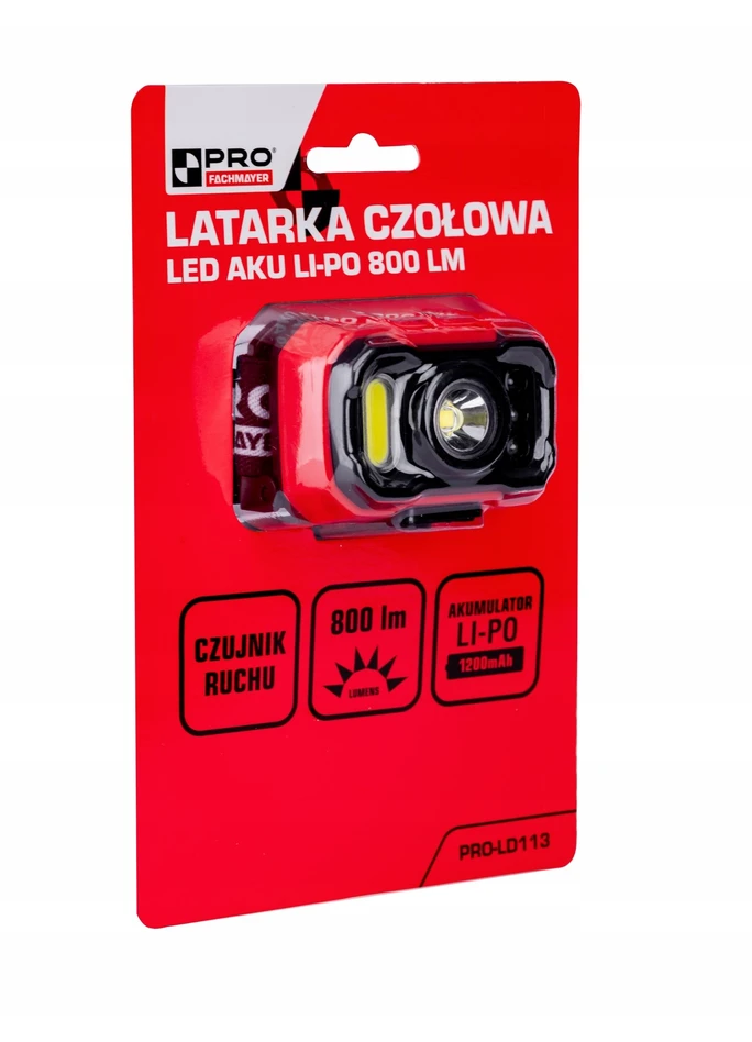 Žibintuvėlis PRO LATARKA CZOŁOWA LED Z AKU. I CZUJNIKIEM RUCHU 800LM