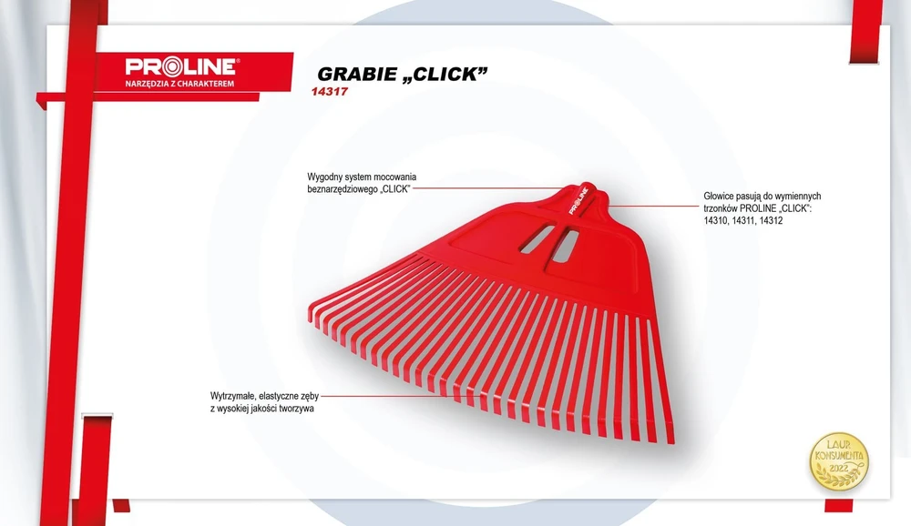 Grabie Lapų grėblys, plastikinis, kanadietiškas, „click“, 68 cm, 29 dantys, prolinas