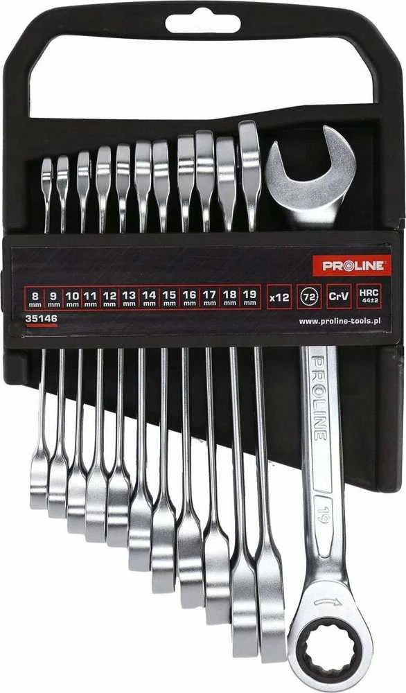 Klucze Terkšliniai raktai, 12 vnt. rinkinys (8-19 mm), CRV, Proline