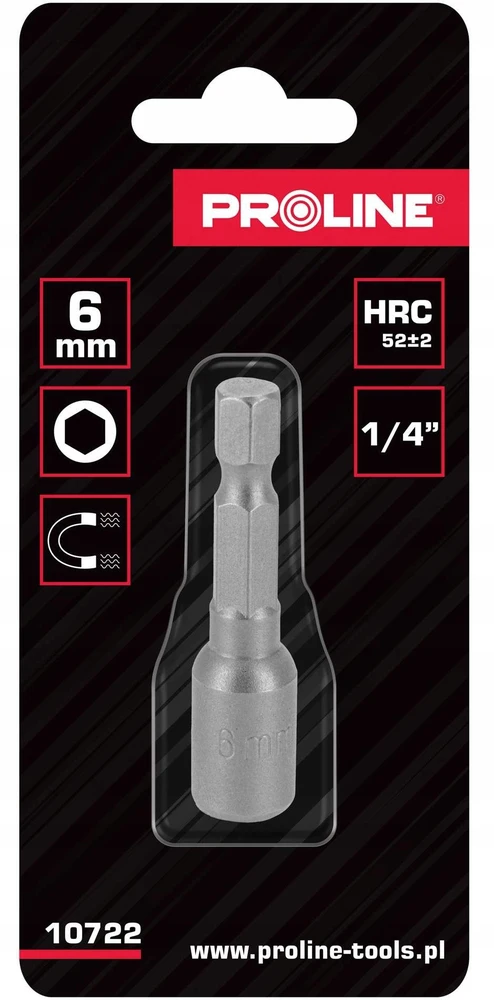 Końcówka Antgalis su magnetiniu dangteliu, 1/4", 6 kampų, 6 mm, 1 vnt. prolino