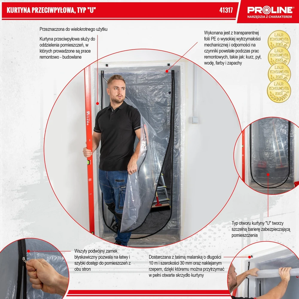 Kurtyna Dulkių užuolaida su U formos spyna, 110 cm x 220 cm, proline