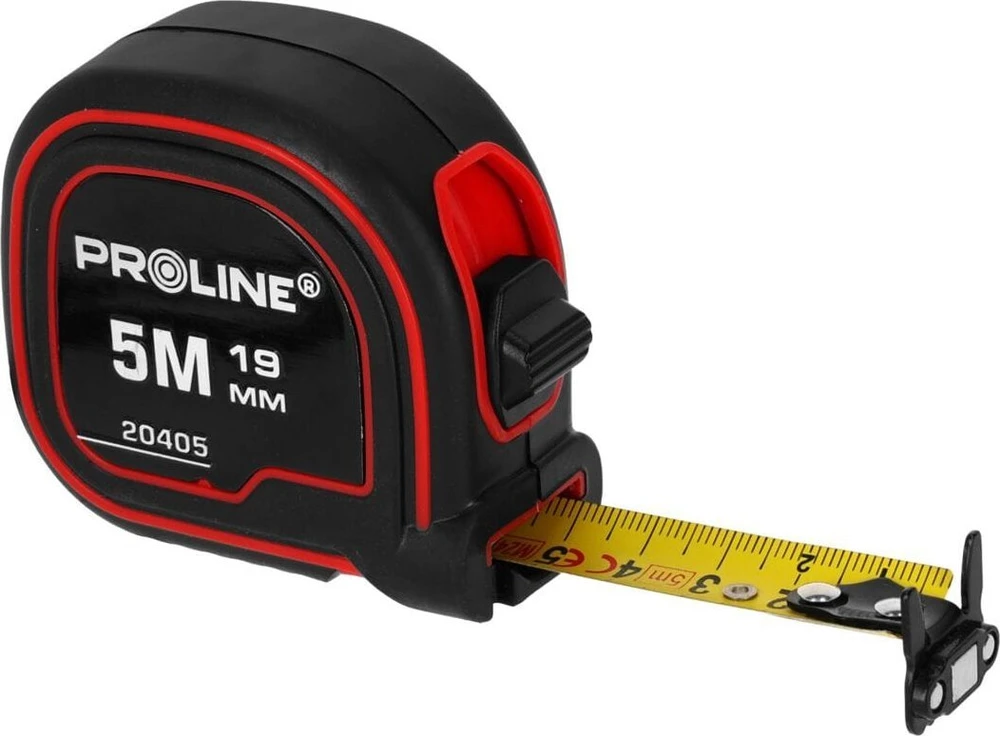Miara 5 m / 19 mm dvipusė magnetinė nailono matavimo juosta su segtuku.