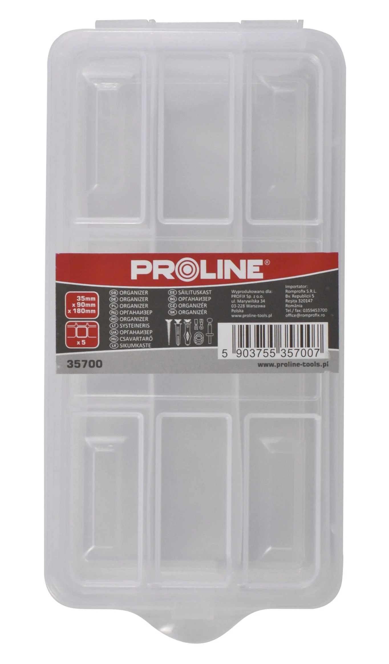 Organizer Organizatorius 18, 6 skyriai, 35x90x180, proline