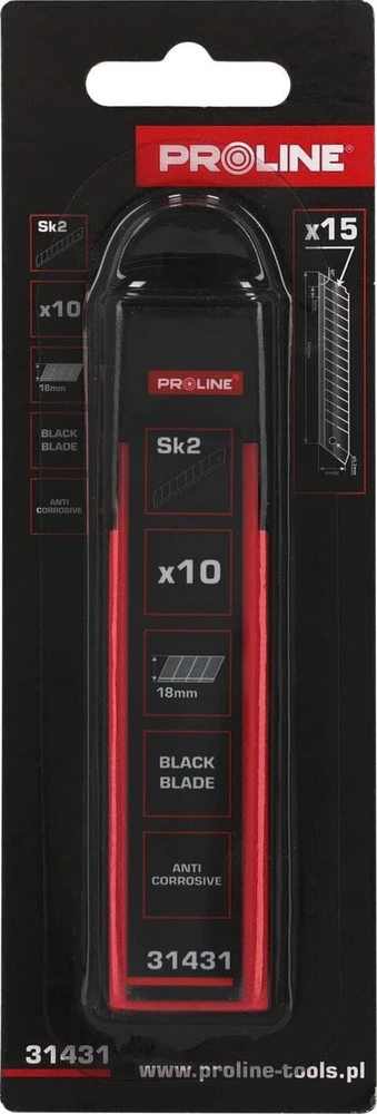 Ostrze Keičiamas peiliukas 18 * 0,5 mm sk2 vnt. 10 juodo prolino kartono