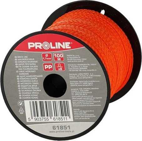 Sznurek Mūro virvė 1,7 mm x 100 m oranžinė prolino