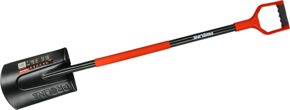 Szpadel Aukščiausios kokybės tiesus kastuvas su grūdintu metaliniu kotu, 1200 mm proline