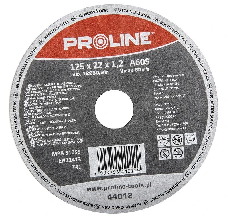 Tarcza DISKAS NER.PLIENUI PJAUTI T41 A60S PROLINE 115x1.0x22mm