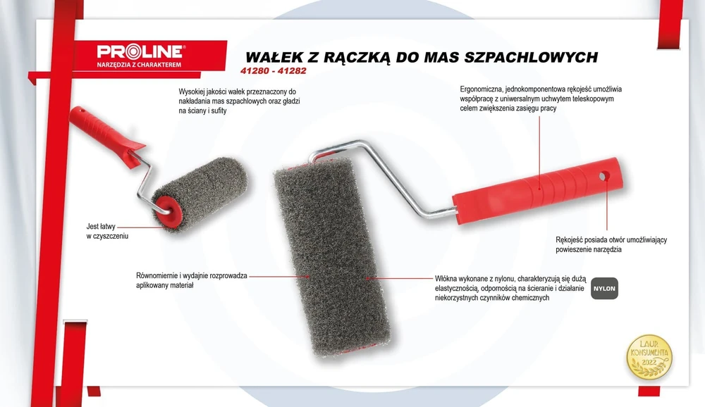 Wałek Volelis Glaisto volelis su rankena 1k, 250mm, skersmuo 8mm, proline