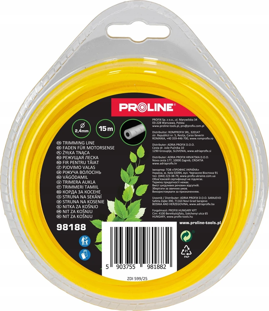 Pro-Line Valas Apvali pjovimo linija su įdubimais 2,4 mm x 15 m, prolinas